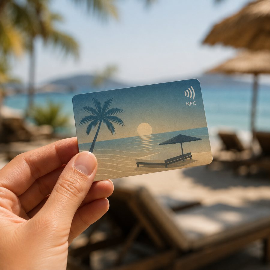 NFC kartlı temassız cüzdan — plaj