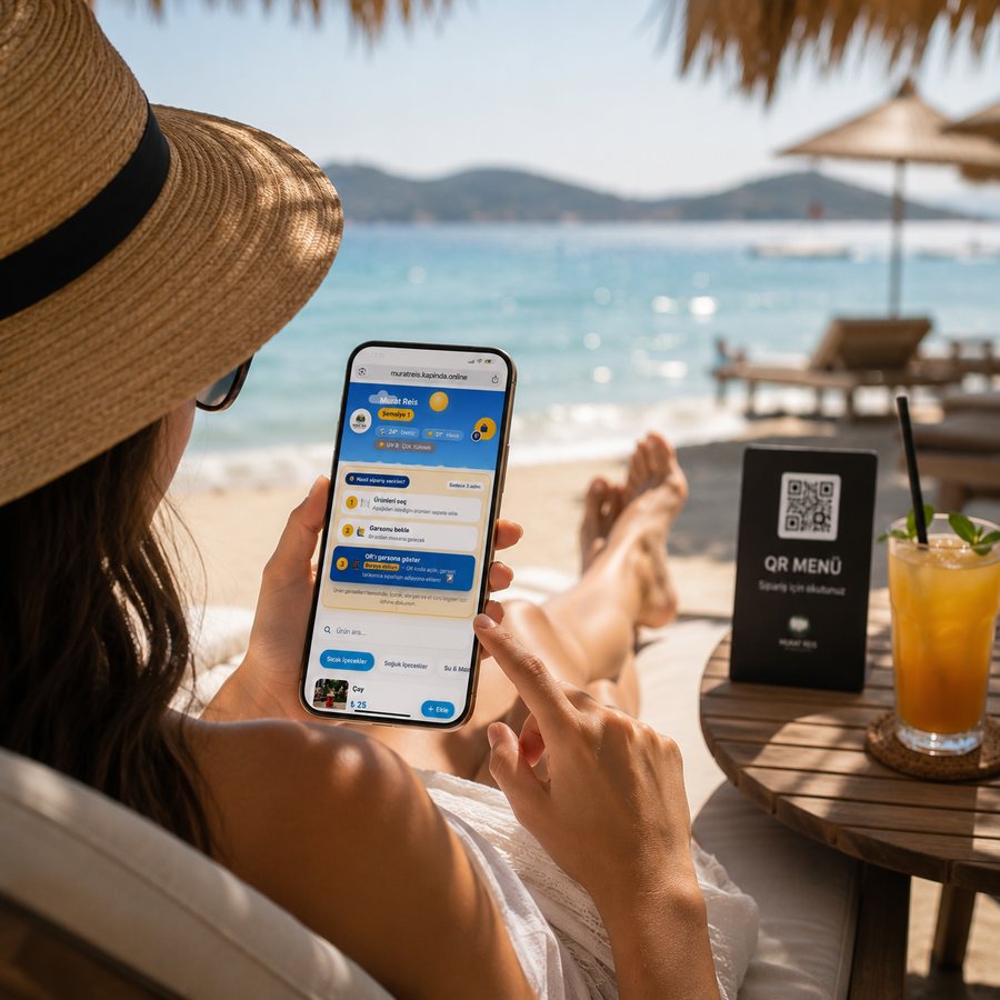 Şezlongda telefondan QR ile sipariş